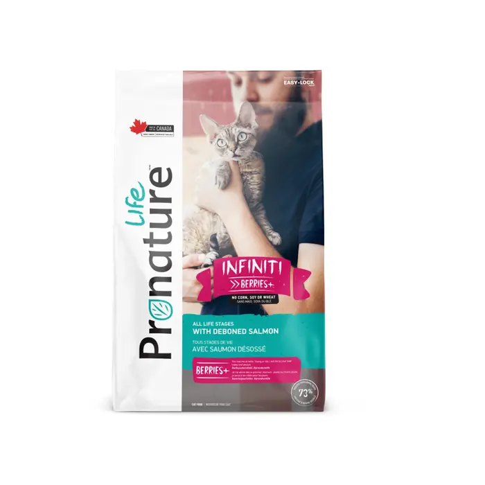 Pronature Life INFINITI - Nourriture sèche pour chat tous stades de vie - Recette avec saumon désossé